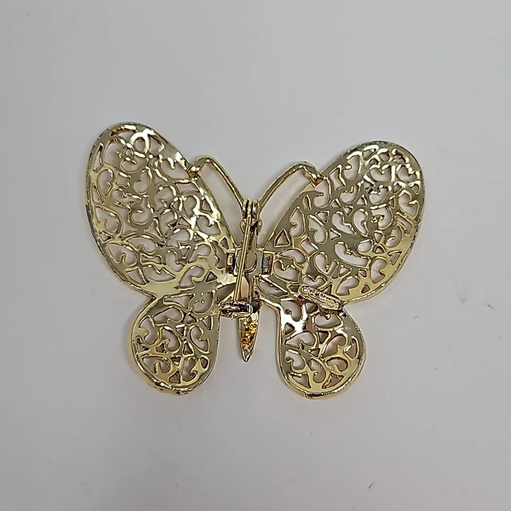 Vintage Gerry's Butterfly Brooch Gold Tone Filagree